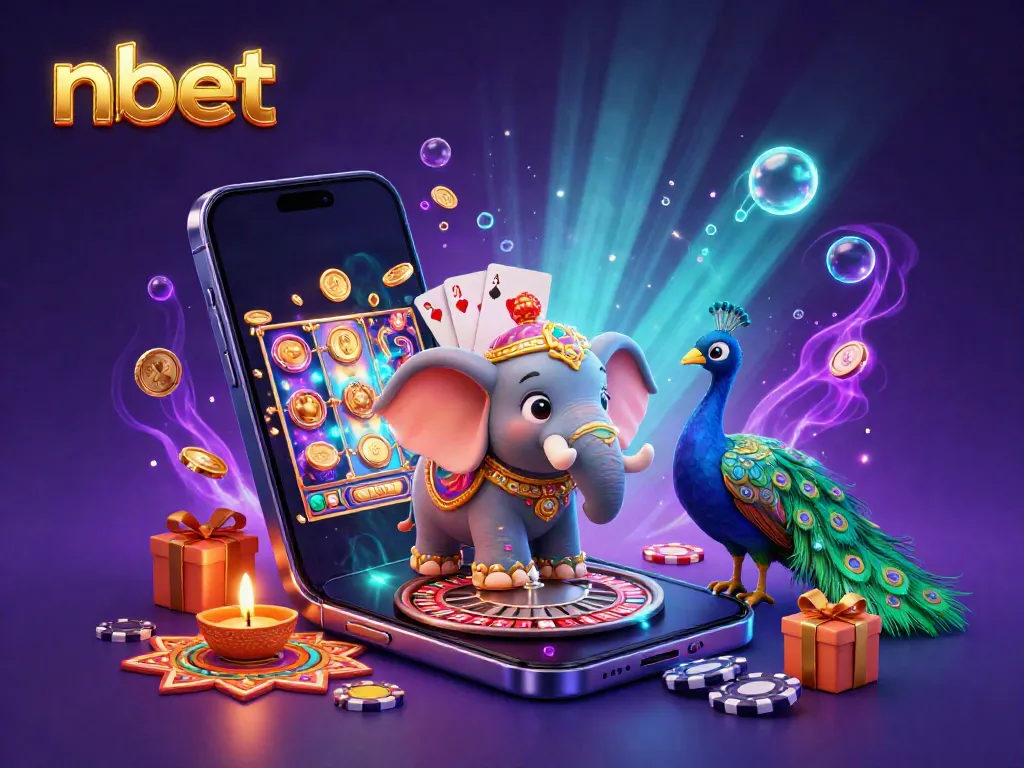 Engage in thrilling nbet casino action with a vibrant 3D illustration featuring colorful slots and games.