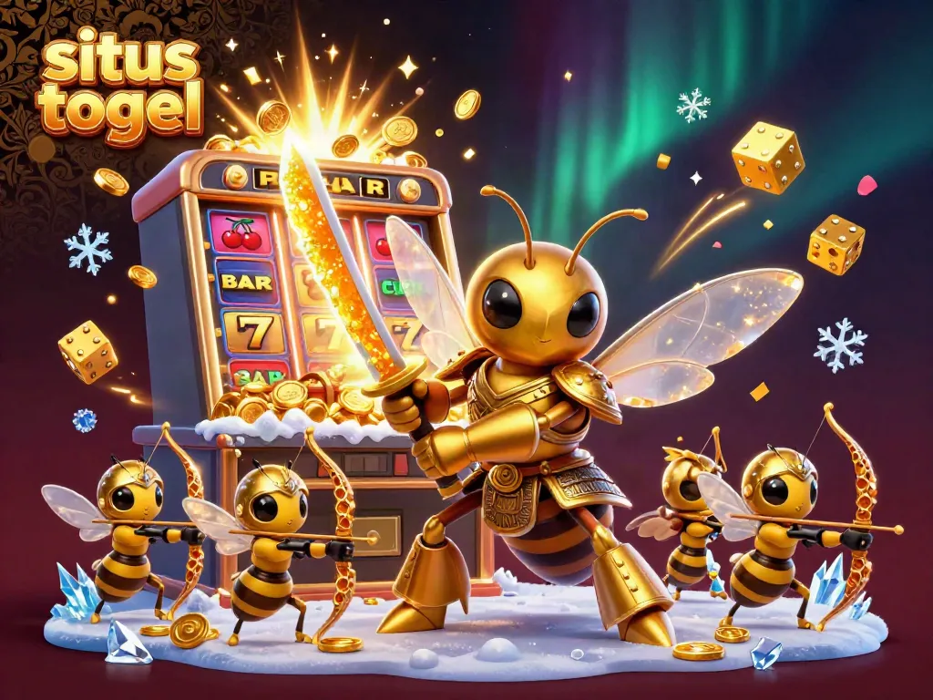 Engage in situs togel with a dynamic 3D illustration featuring a golden samurai hornet and casino elements.