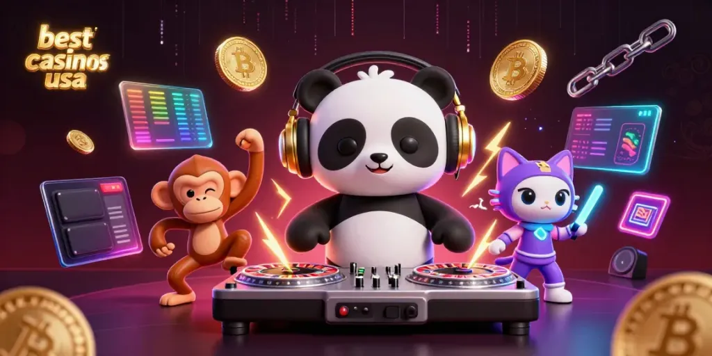 Experience the excitement of the best online casinos usa with vibrant characters and crypto elements.