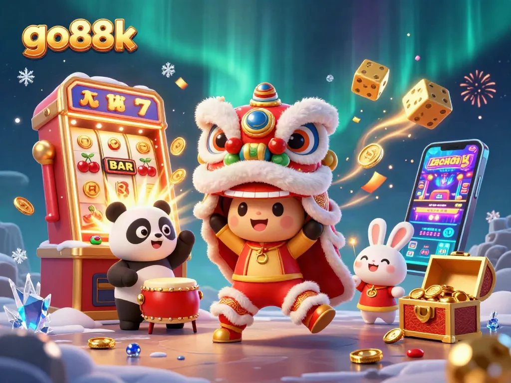 Experience exciting gameplay at go88k with vibrant characters and slot machines bursting with winnings.