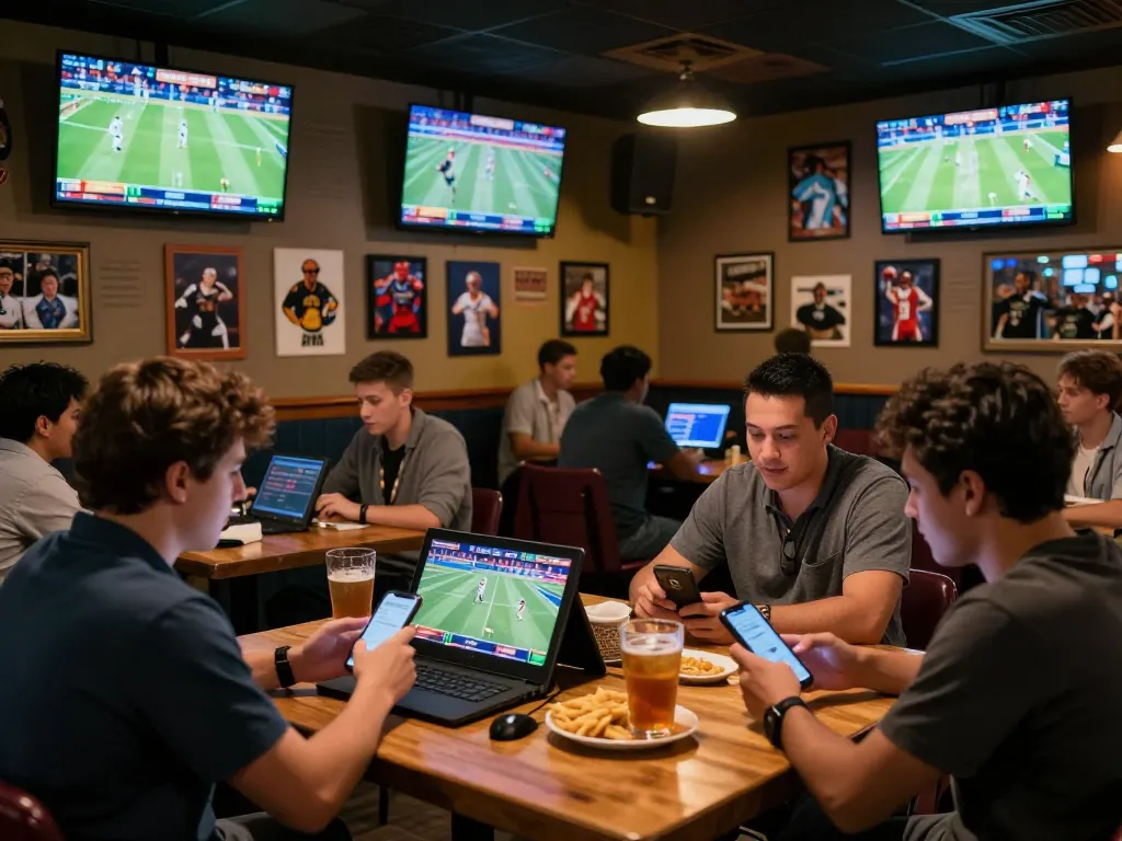 Bongdallu sports betting excitement with patrons actively placing bets on live games.
