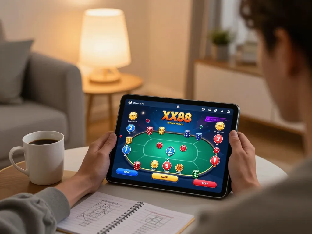 Experience online gambling on XX88 with engaging gameplay in a cozy home setting