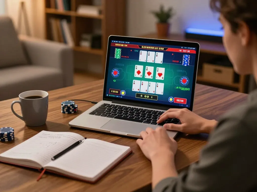 Player experiencing sc88 live dealer blackjack on laptop, showcasing immersive online gaming environment
