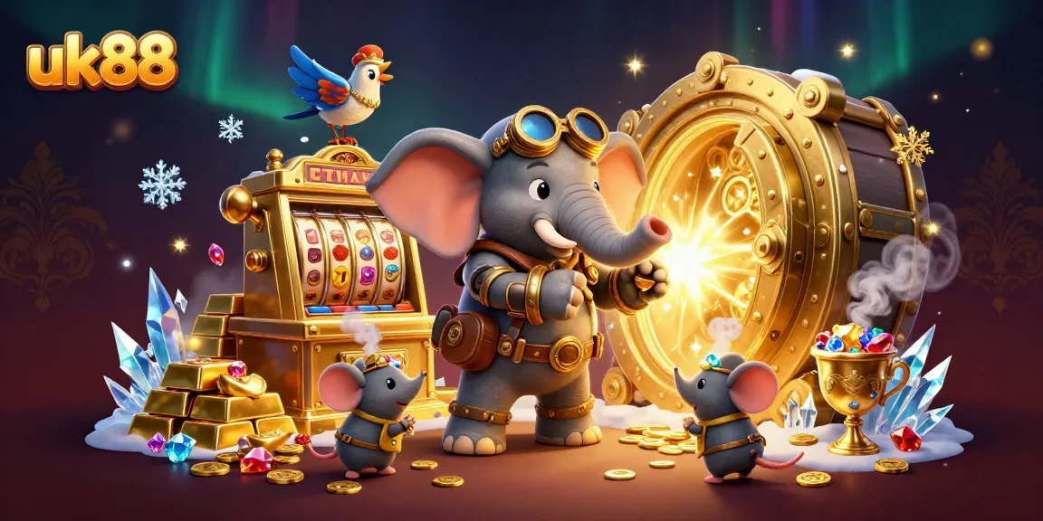 Experience the excitement at uk88 with a steampunk elephant winning at the slot machine.