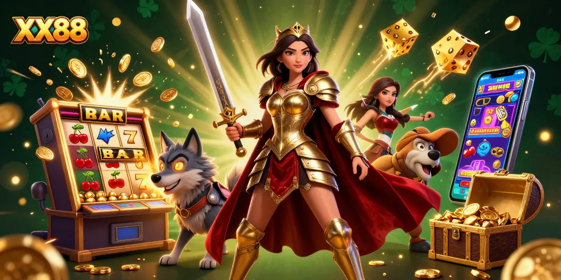 Experience the thrill of gambling at XX88 with vibrant characters and jackpot excitement.
