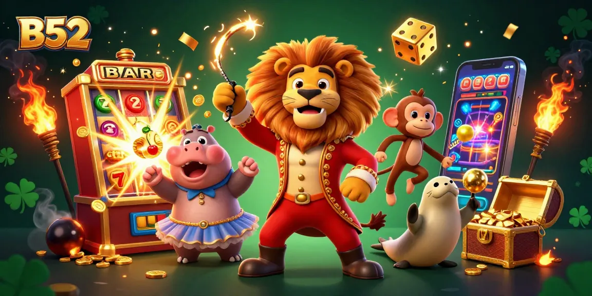 Experience B52's jackpot thrill with lively characters and explosive casino elements in action