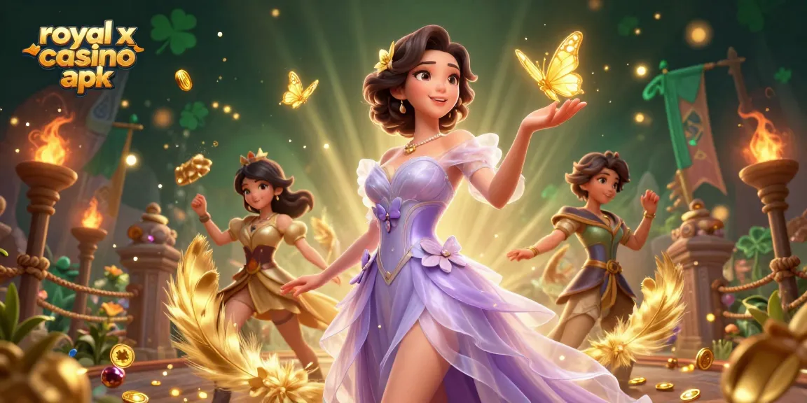 Engage with the royal x casino apk in an enchanting 3D casino scene full of gold and magic.