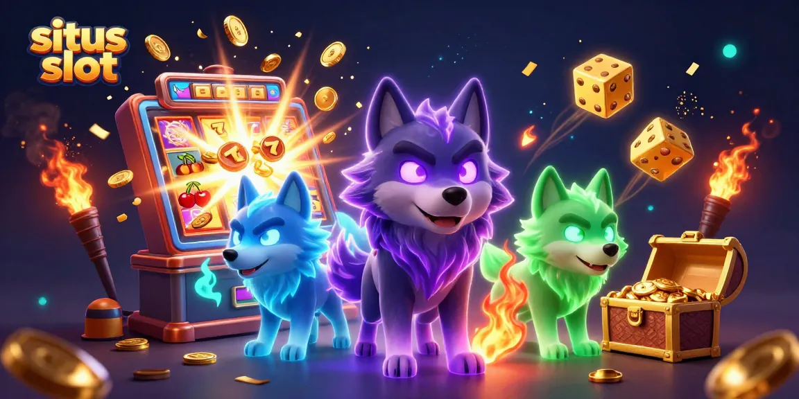 Win big on situs slot with a dynamic 3D scene featuring shadow wolves and a jackpot explosion.