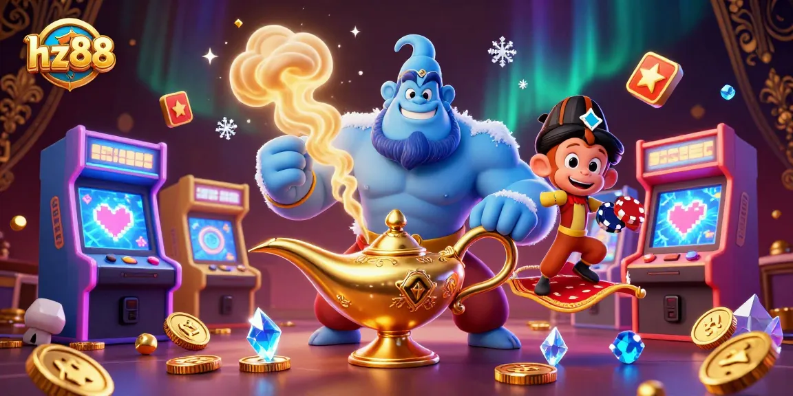 Engage in thrilling gameplay at hz88 with a vibrant and exciting casino-themed illustration.