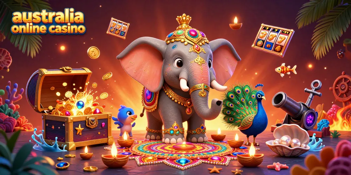 Experience vibrant gaming action at australia online casino with a Diwali-themed celebration and dynamic casino elements.