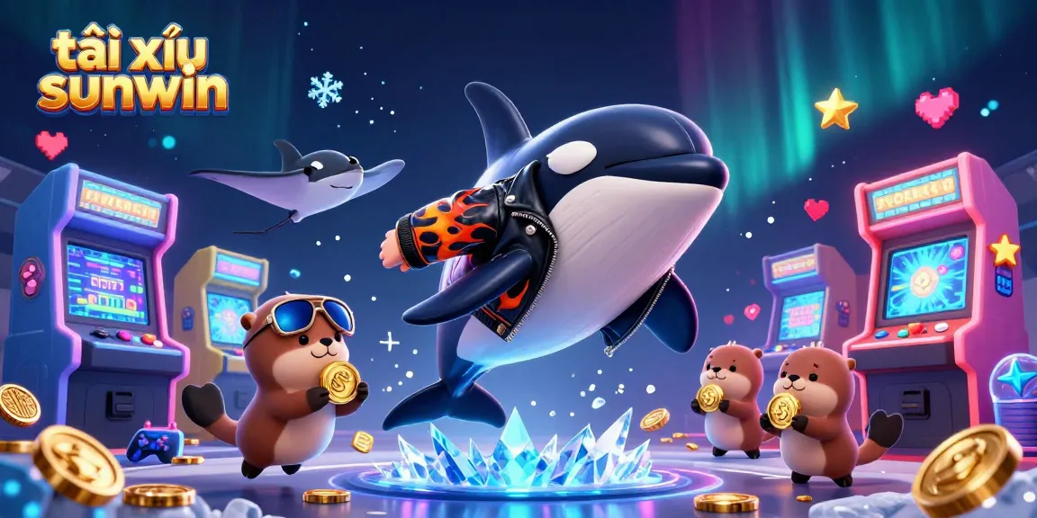 Engage in tài xỉu sunwin excitement with a vibrant scene of playful sea creatures in a dynamic digital casino.
