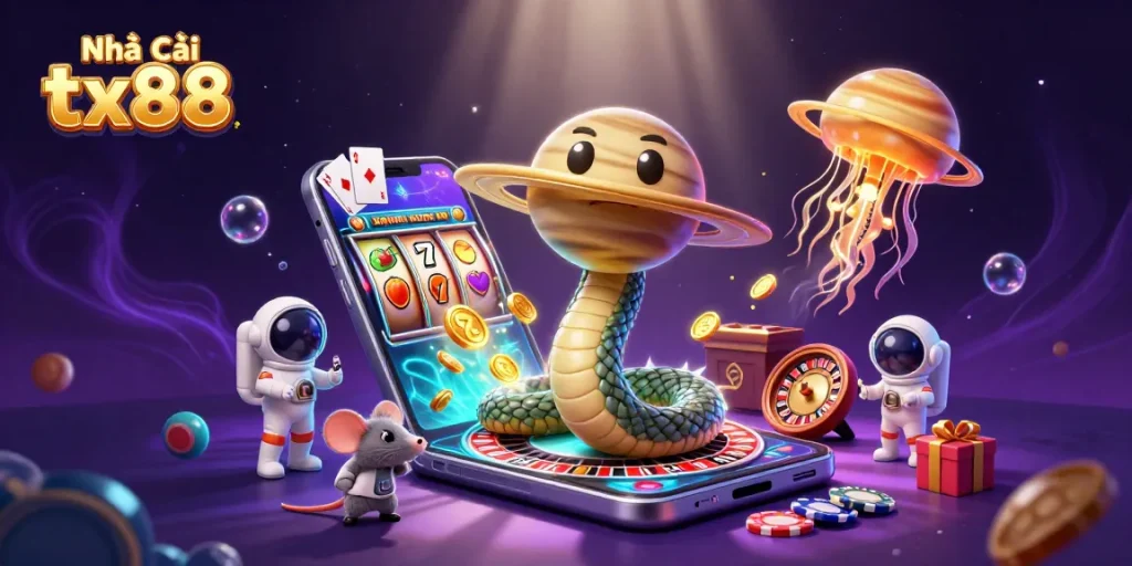 Engage with Nhà Cái tx88's immersive gaming scene featuring cosmic dealers and thrilling bets.