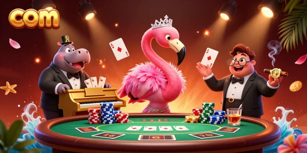 Play games and enjoy com with vibrant casino characters and rich gambling elements.